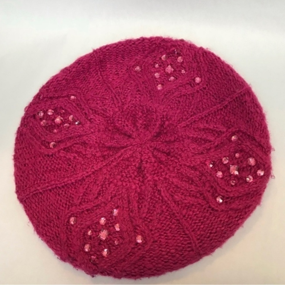 Betsyville Barbiecore Jeweled Dark Pink Beret